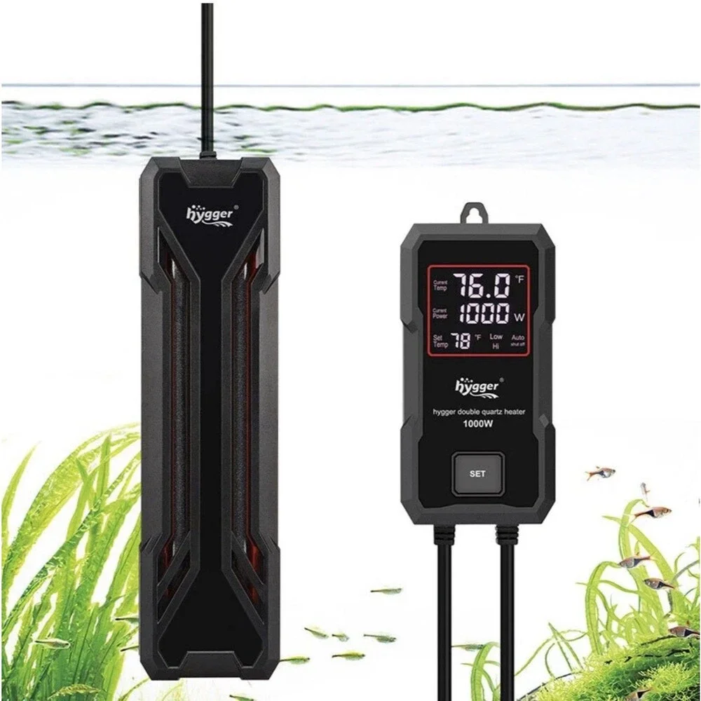 hygger LCD Digital Aquarium Heater 300W 500W 800W 1000W Submersible Fish Tank